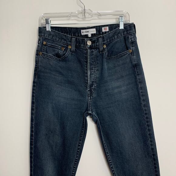 Re/Done Redone Jeans Raw Fray Hem Button Fly 721-3WHRAC Washed Black Womens 29 - Picture 12 of 15